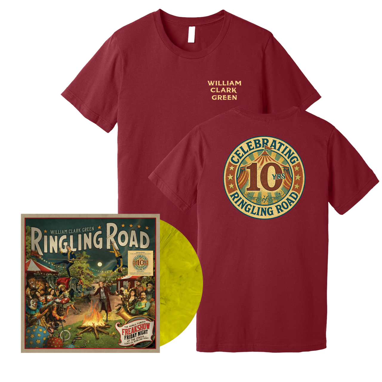 (PRE-ORDER) Ringling Road 10 Year Anniversary Vinyl and Tee Fan Pack (Red)